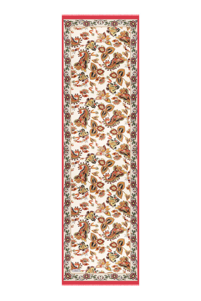 Burgundy Shawl Pattern Voile Silk Scarf - 4