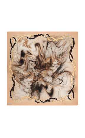 Salmon Belt Pattern Sura Silk Square Scarf 