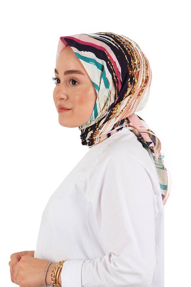 Salmon Brush Pattern Soft Square Scarf - 2