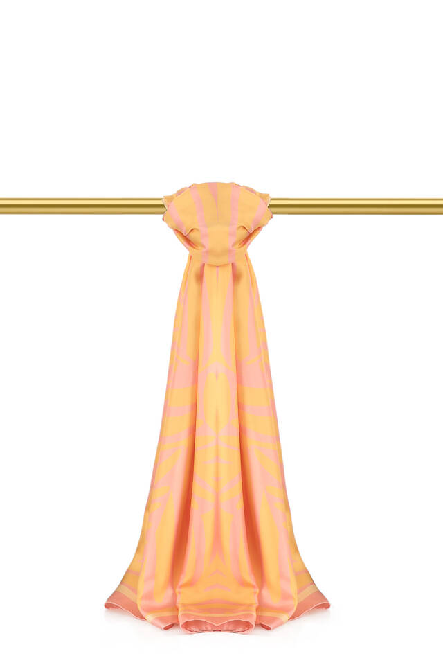 Salmon Crop Pattern Twill Silk Scarf 