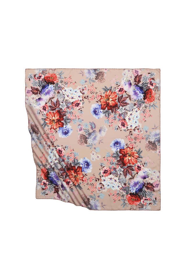 Salmon Fulya Pattern Silky Square Scarf 