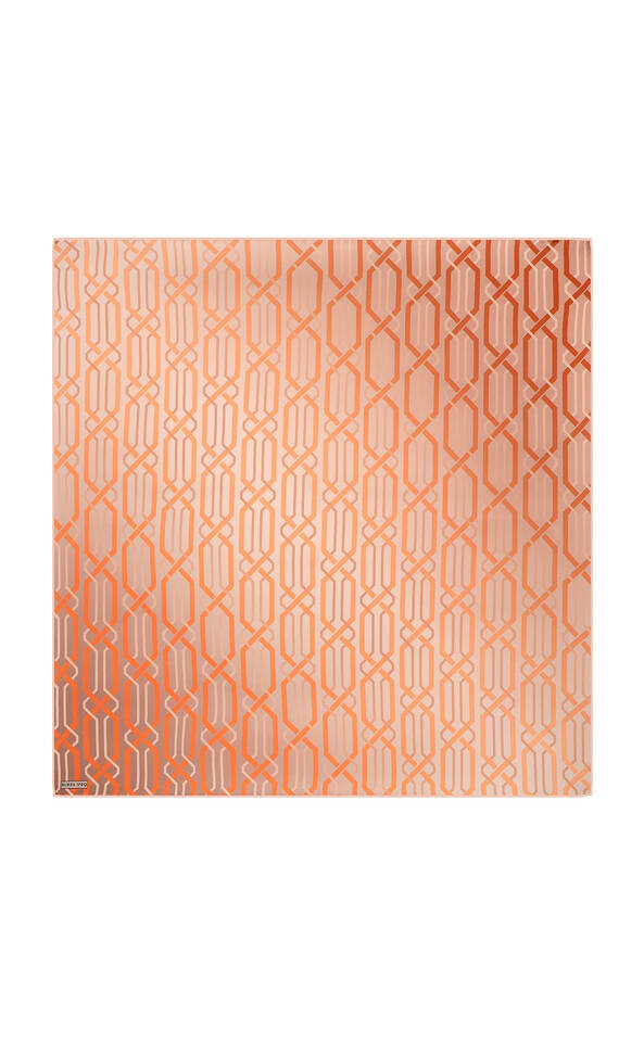 Salmon Knitted Pattern Sura Silk Square Scarf 