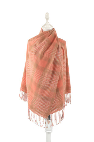 Salmon Milk Coffee Patterned Winter Shawl 