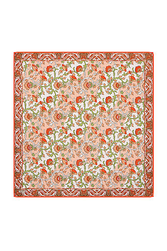 Salmon Shawl Pattern Voile Silk Square Scarf 