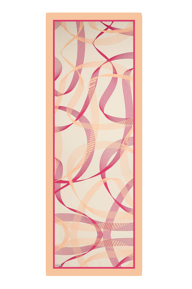 Salmon Tropic Pattern Twill Silk Scarf - 3