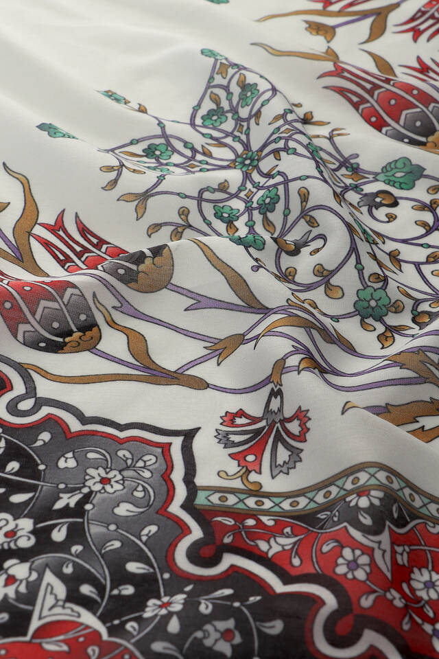 Haki Şamdan Lale Desen Soft Eşarp - 3