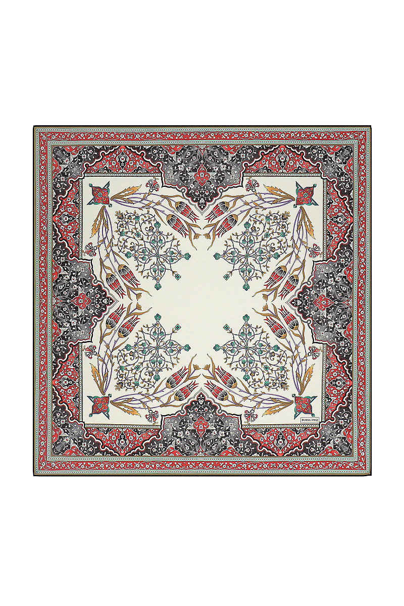 Haki Şamdan Lale Desen Soft Eşarp