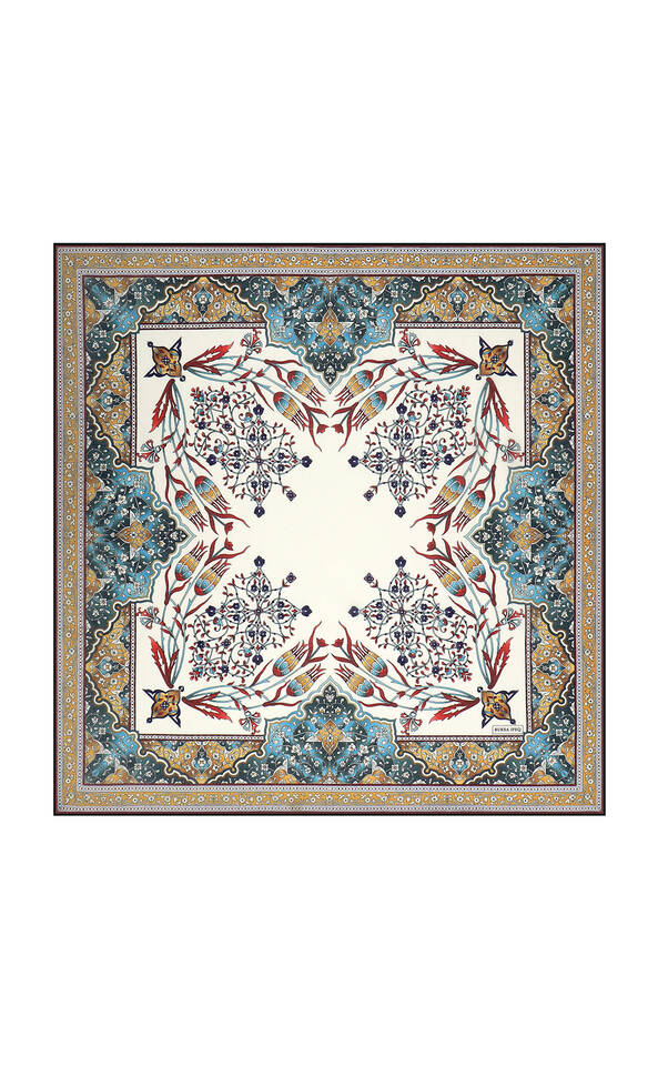 Hardal Şamdan Lale Desen Soft Eşarp - Bursa İpek