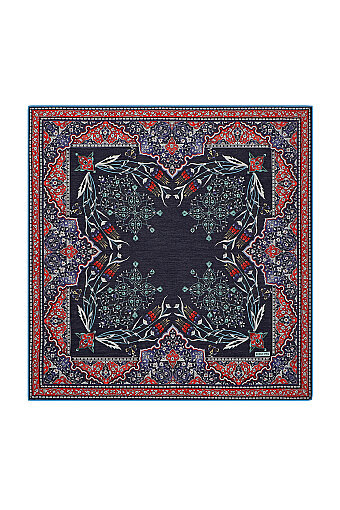 Lacivert Şamdan Lale Desen Soft Eşarp 