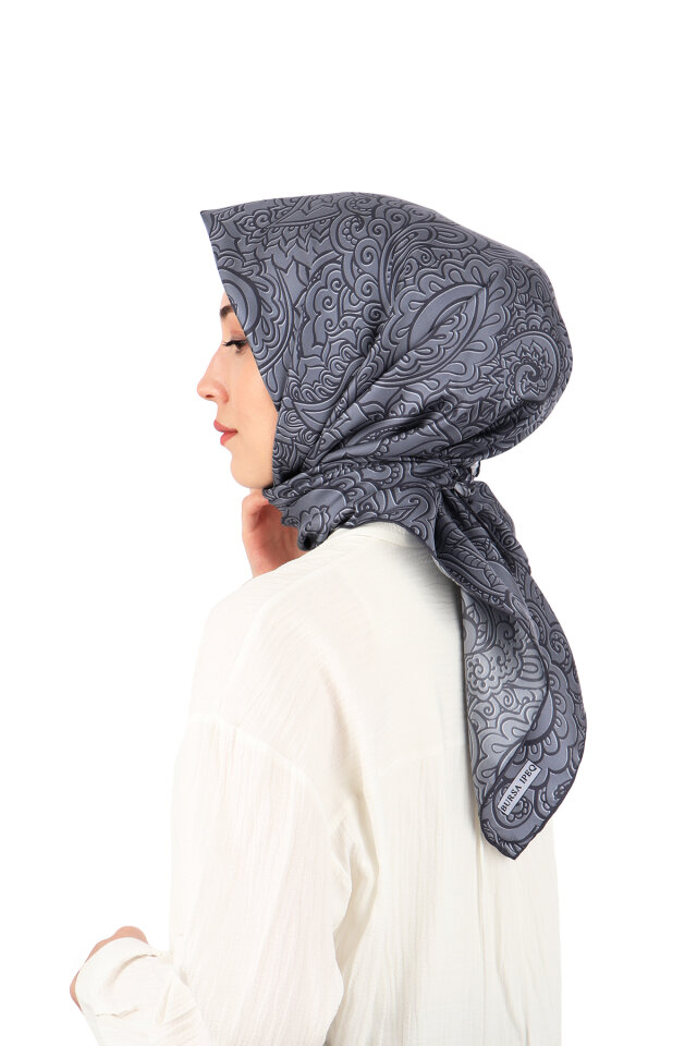 Füme Sanat Desen Twill İpek Eşarp - 2