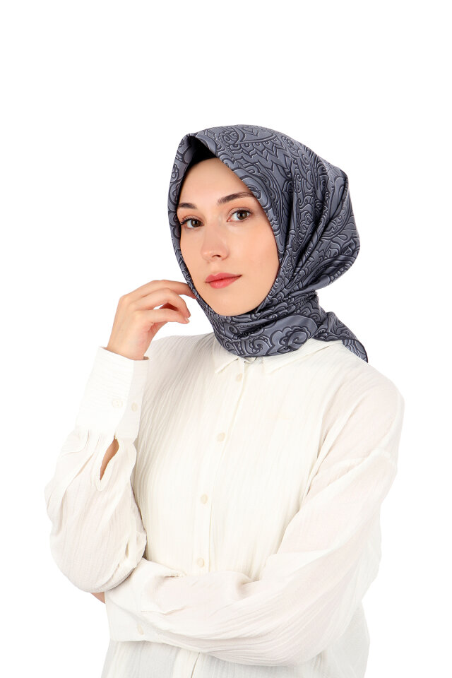 Füme Sanat Desen Twill İpek Eşarp 