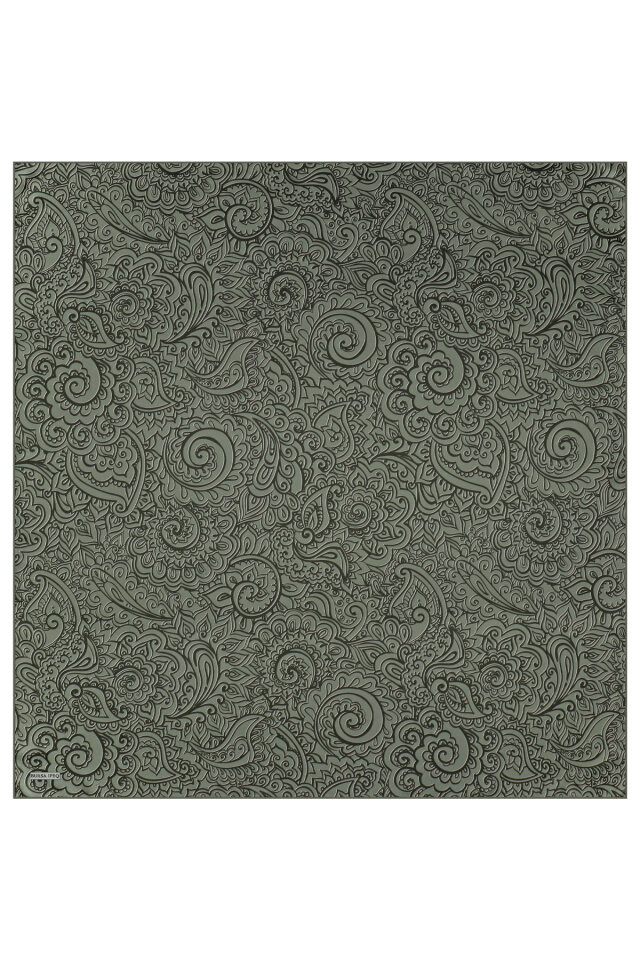 Haki Sanat Desen Twill İpek Eşarp - 3