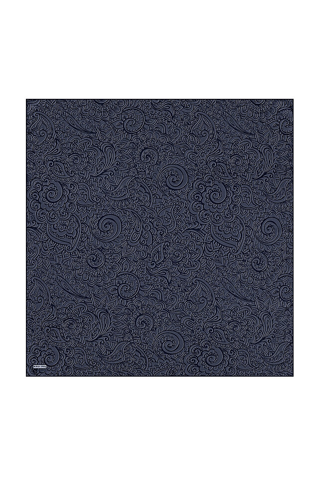Koyu Lacivert Sanat Desen Twill İpek Eşarp - Bursa İpek