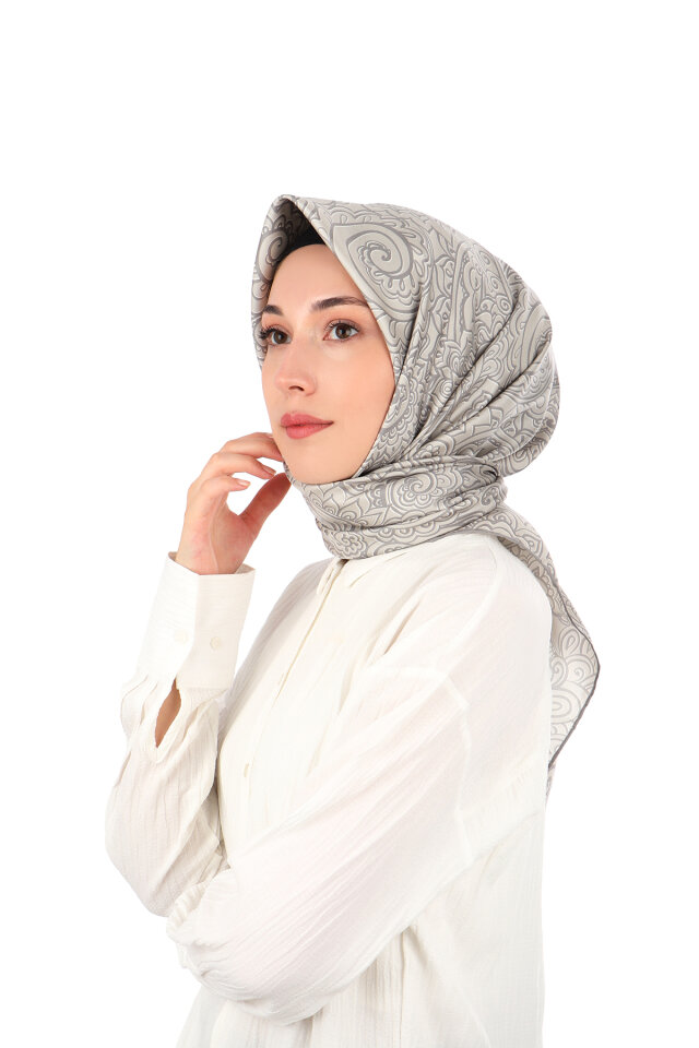 Taş Sanat Desen Twill İpek Eşarp 