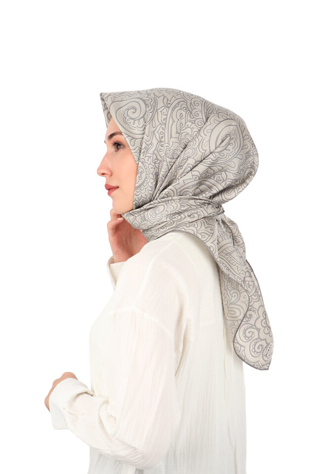 Taş Sanat Desen Twill İpek Eşarp - 2