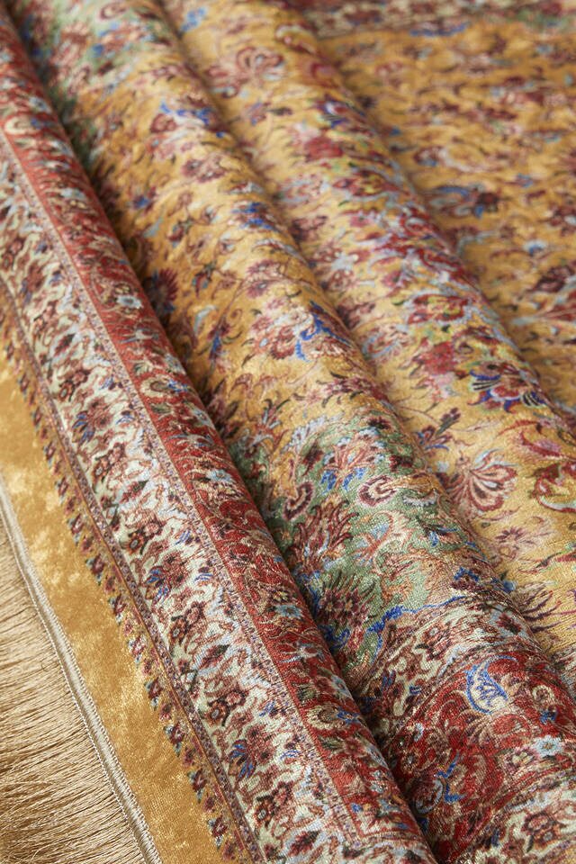 Sarı Kadife Halı Seccade - 2