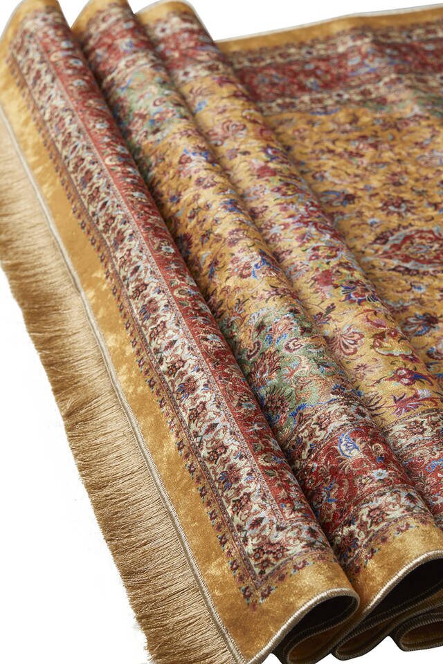 Sarı Kadife Halı Seccade - 3