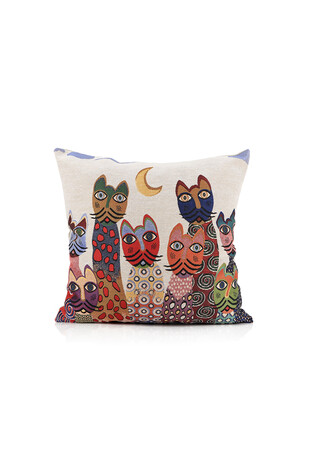 Sarı Kedi Desen Goblen Kırlent 