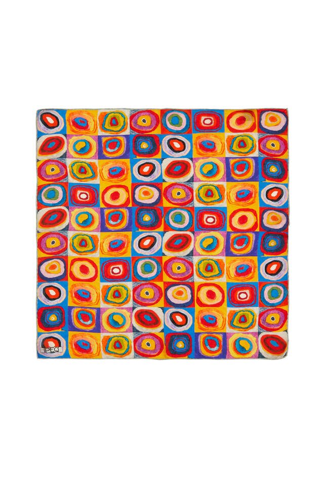 Sarı Renklerin Ahengi Desen İpek Mendil - Bursa İpek