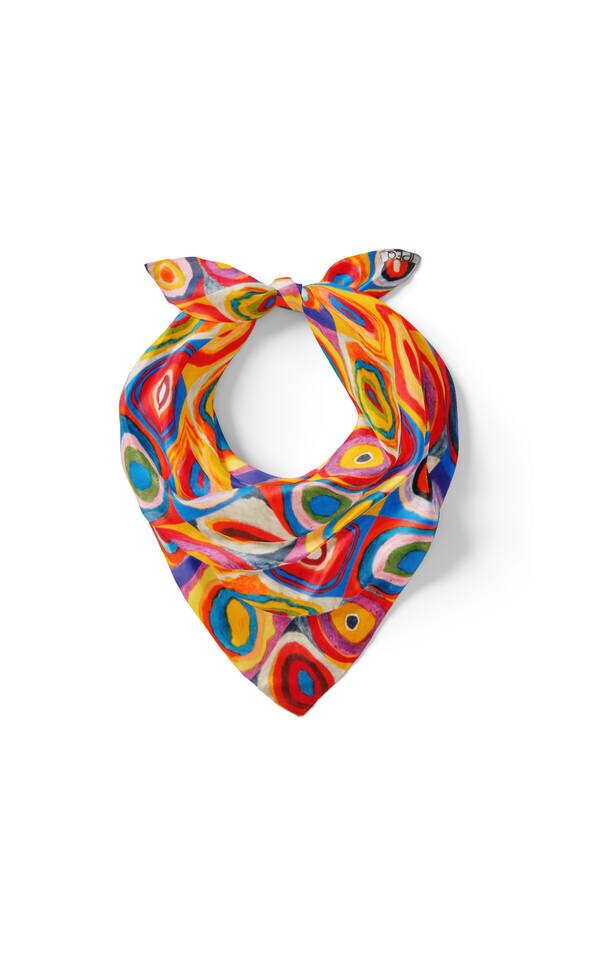 Sarı Renklerin Ahengi Desen İpek Mendil - 2