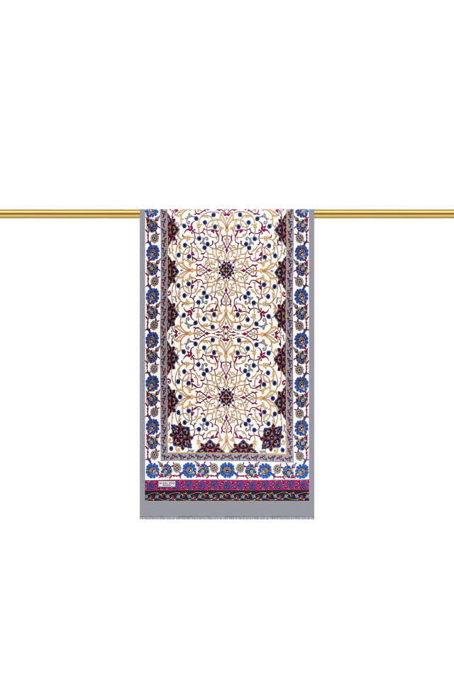 Gri Sarmaşık Desen Dar İpek Fular - 3
