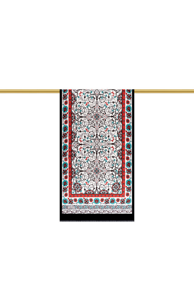 Siyah Sarmaşık Desen Dar İpek Fular - 3