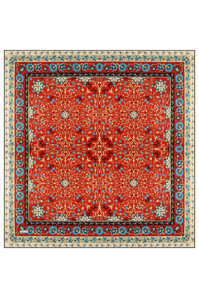 Bordo Sarmaşık Desen Sura İpek Eşarp - 3