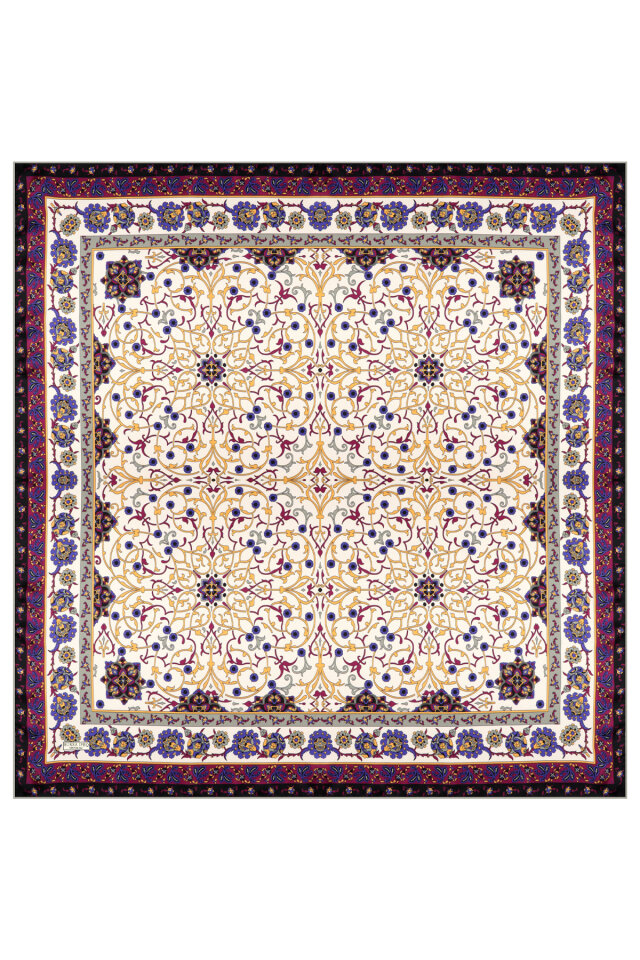 Gri Sarmaşık Desen Sura İpek Eşarp - 3