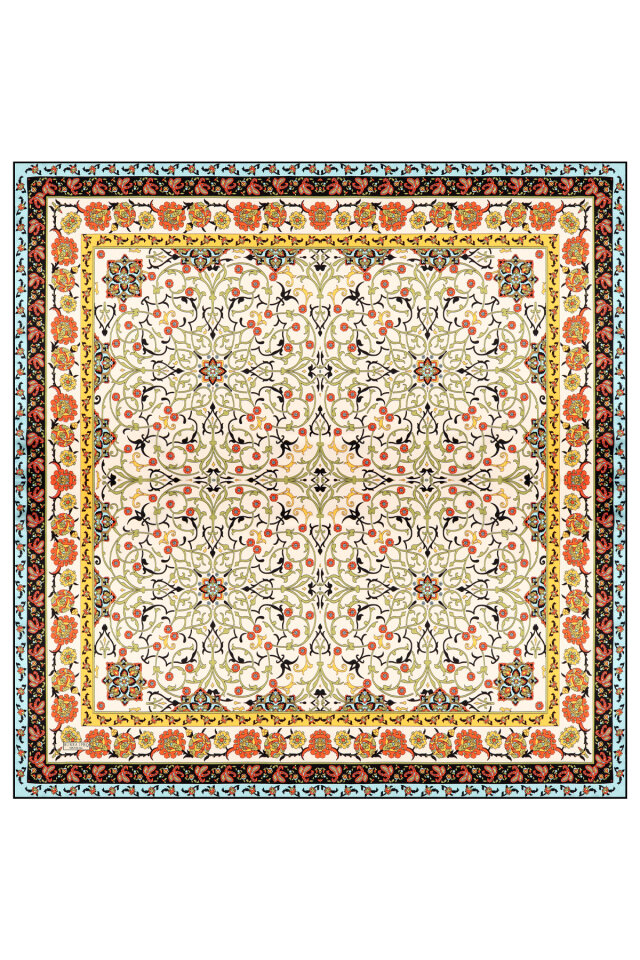 Haki Sarmaşık Desen Sura İpek Eşarp - 3