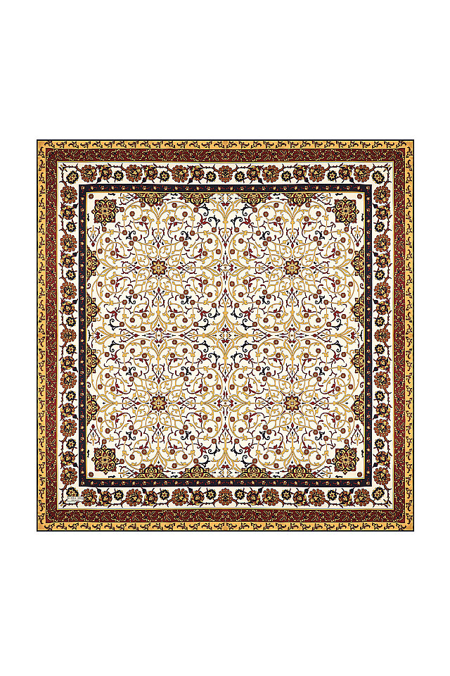 Hardal Sarmaşık Desen Sura İpek Eşarp 