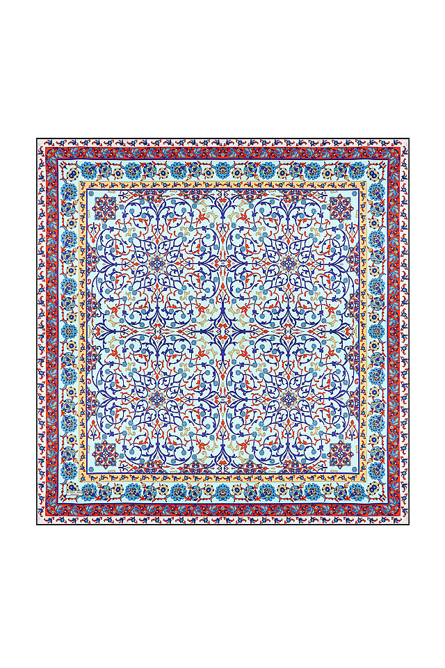 Mavi Sarmaşık Desen Sura İpek Eşarp 