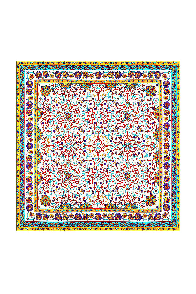 Mor Sarmaşık Desen Sura İpek Eşarp 