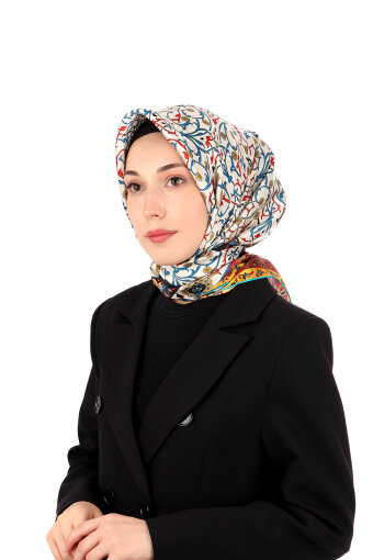 Turkuaz Sarmaşık Desen Sura İpek Eşarp 