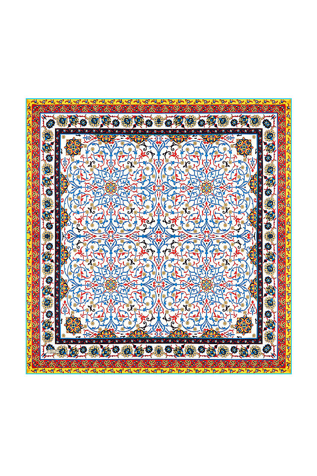 Turkuaz Sarmaşık Desen Sura İpek Eşarp 