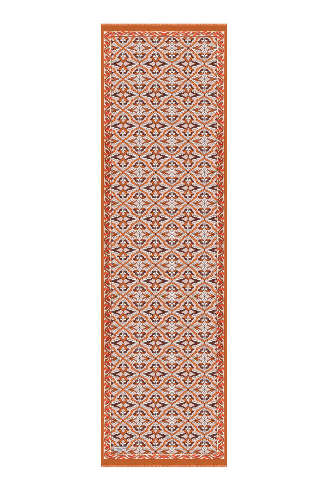 Tarçın Sarmaşık Desen Vual İpek Fular - 4