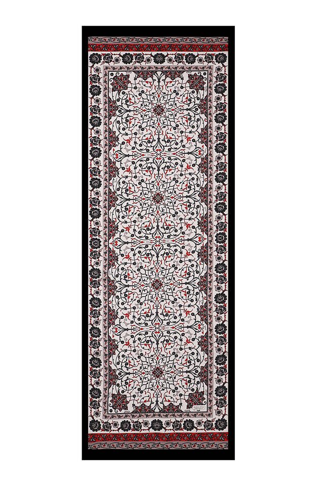 Gri Siyah Sarmaşık İpek Fular - 4
