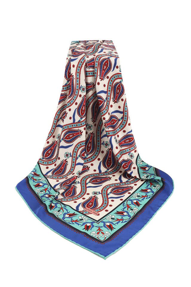 Mint Sarmaşık Lale Desen İpeksi Eşarp - 3