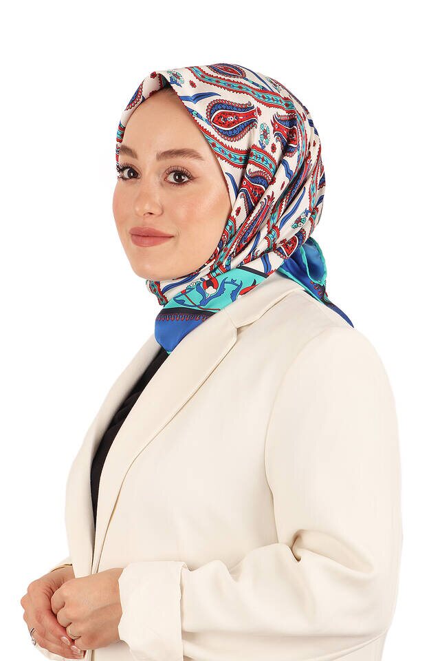 Mint Sarmaşık Lale Desen İpeksi Eşarp - 2