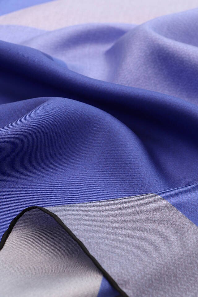 Sax Lilac Geometric Pattern Twill Silk Square Scarf - 3