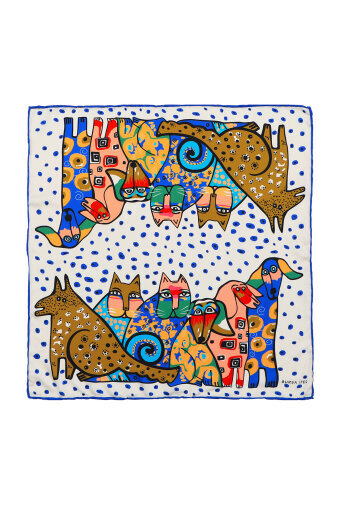 Sax Salmon Patterned Silky Pocket Square 