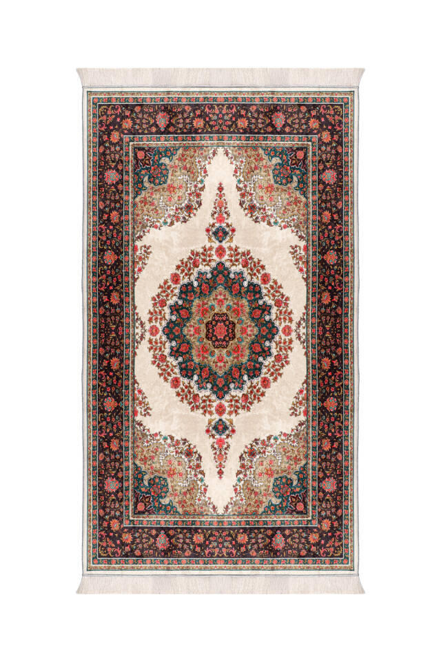 Cream Velvet Carpet Prayer Rug 
