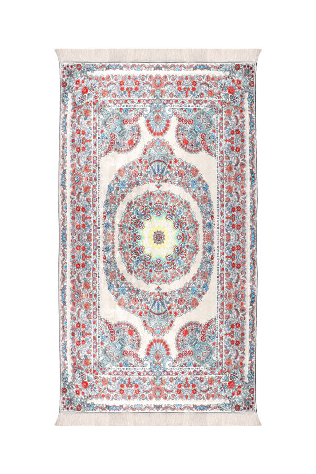 Ecru Velvet Carpet Prayer Rug 