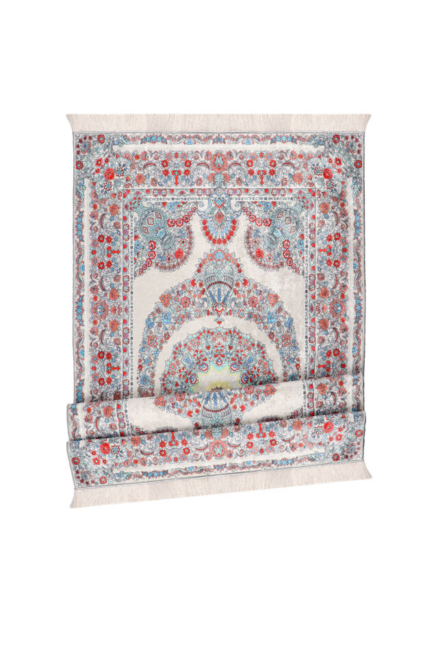 Ecru Velvet Carpet Prayer Rug - 4