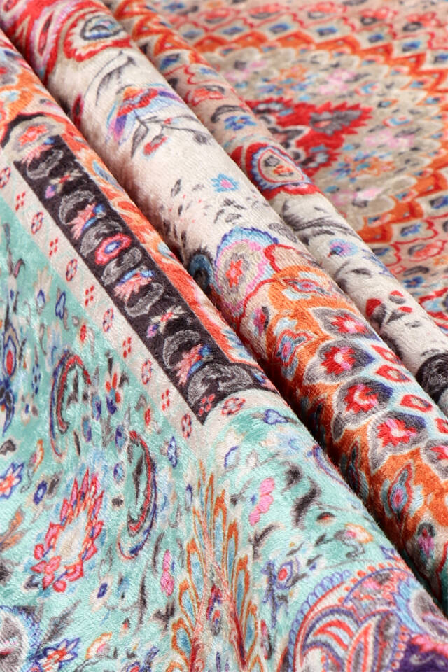 Orange Velvet Carpet Prayer Rug - 2