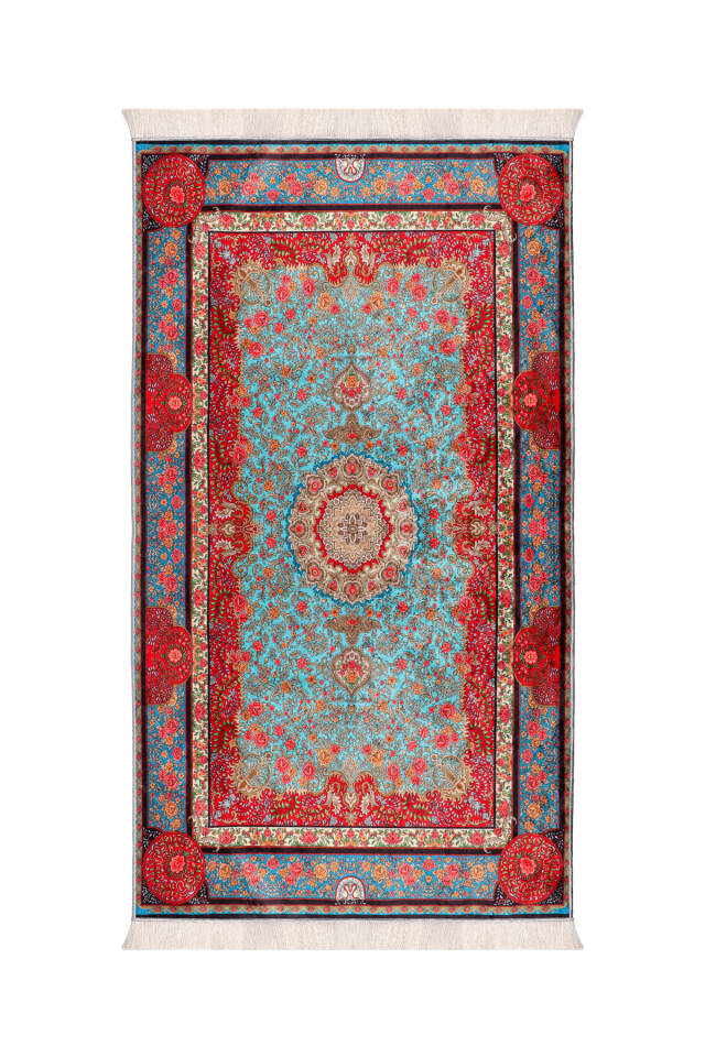 Turquoise Velvet Carpet Prayer Rug 