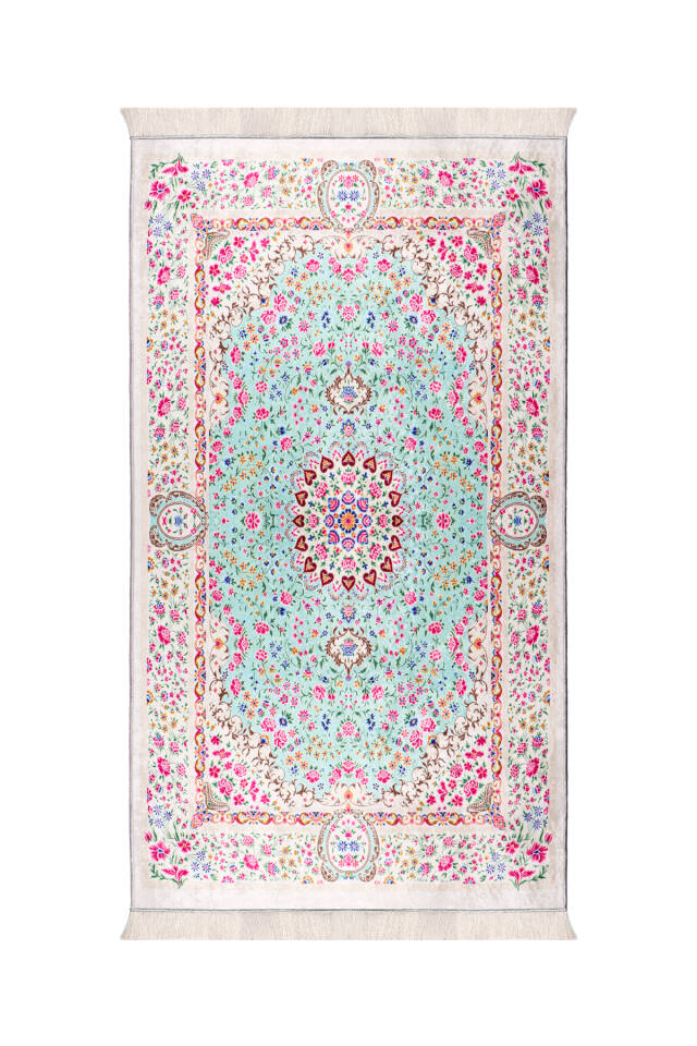 Aqua Green Velvet Carpet Prayer Rug 
