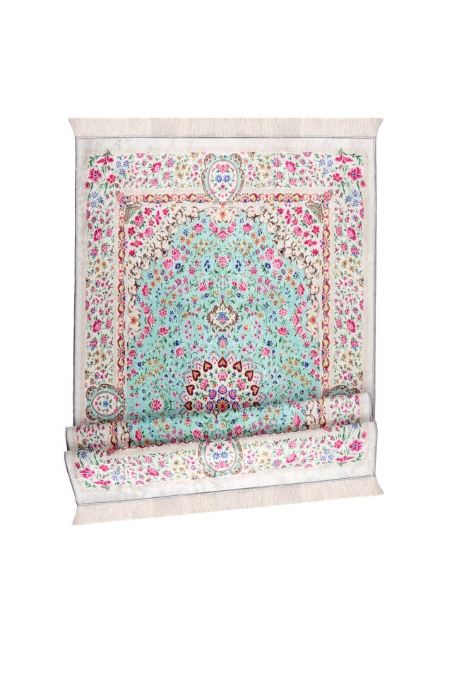 Aqua Green Velvet Carpet Prayer Rug - 4