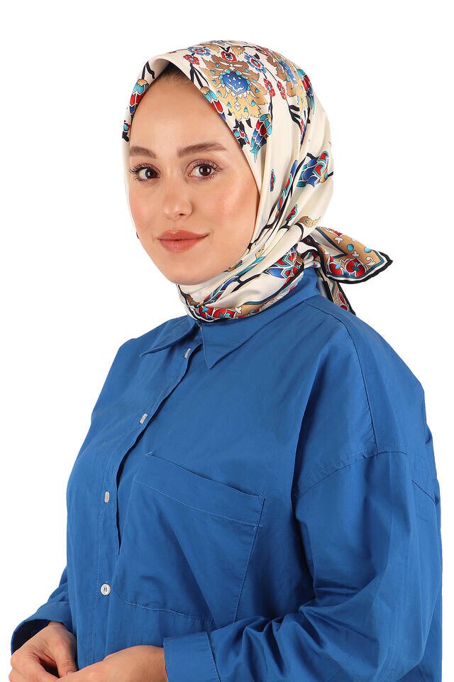 Siyah Sıra Lale Desen İpeksi Eşarp - 2