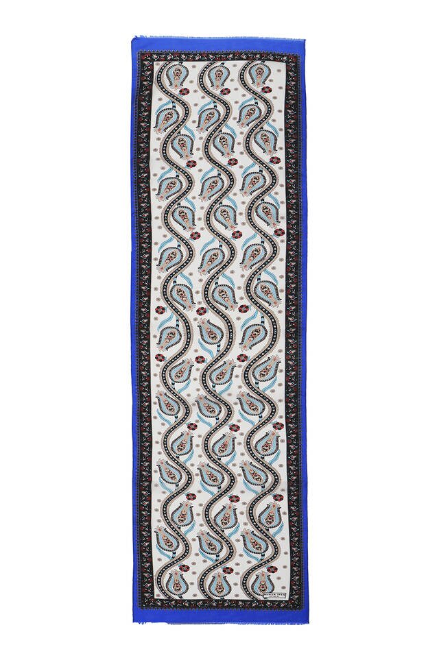 Saks Siyah Sıra Lale Vual İpek Fular - 4