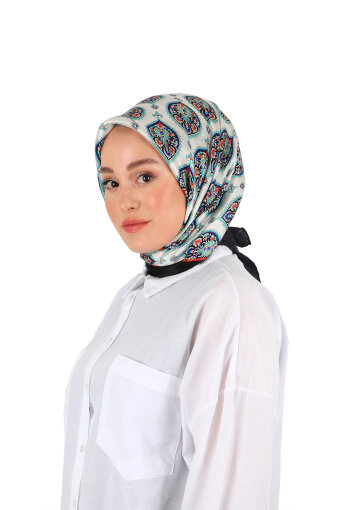 Siyah Hatai Desen İpek Eşarp 